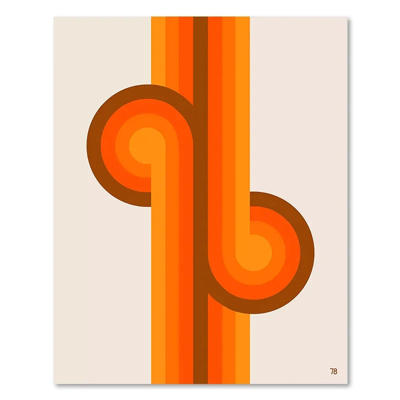 Boho orange & red floral art prints living room decor