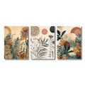 Boho floral orange & green canvas art set bedroom wall decor