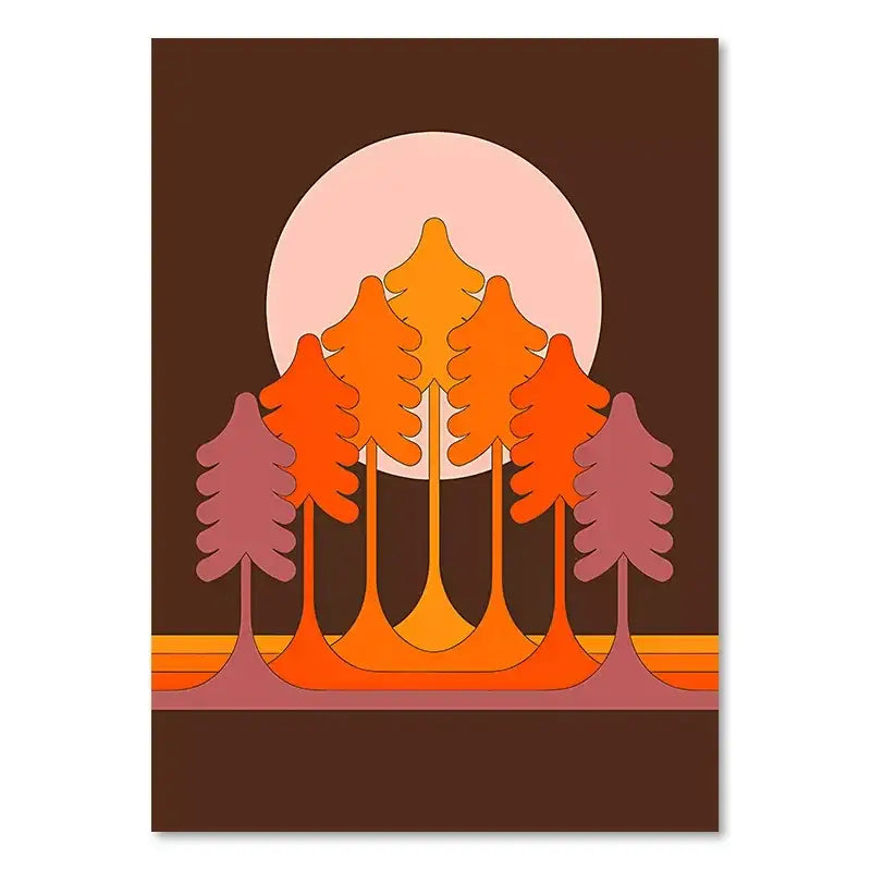 Retro stripes art boho sunset prints living room art prints