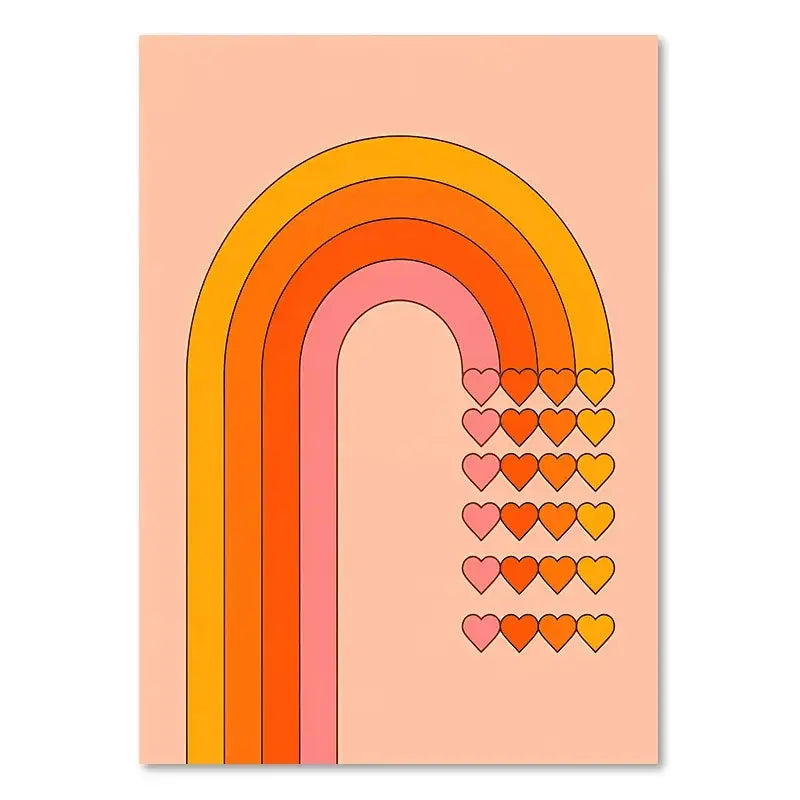 Boho sunset rainbow forest art prints – living room canvas decor