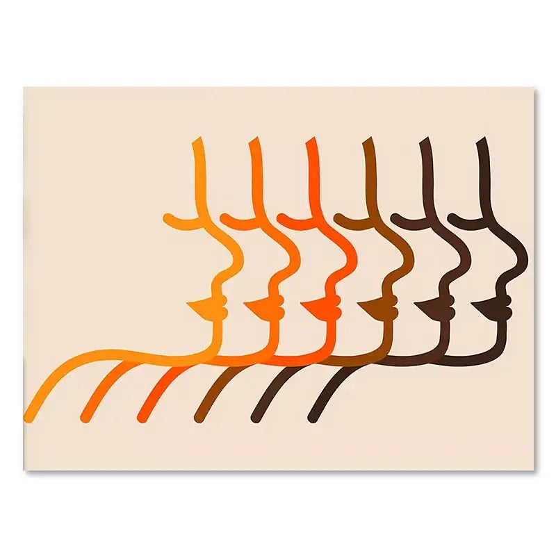 Retro boho orange & pink rainbow stripes art prints bedroom decor