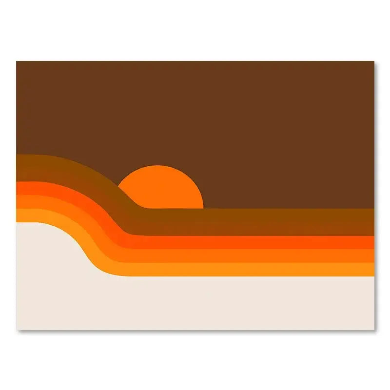 Retro boho orange & pink rainbow stripes art prints bedroom decor