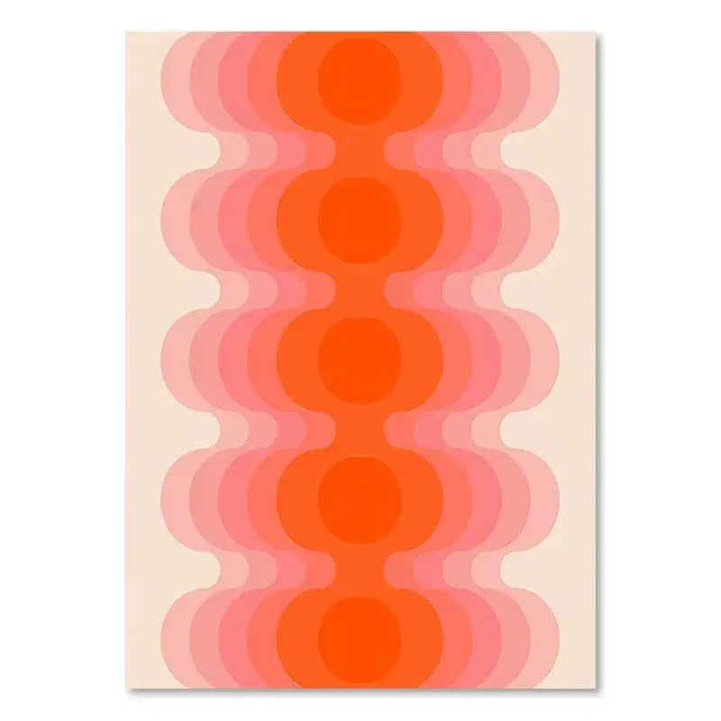 Retro boho orange & pink rainbow stripes art prints bedroom decor