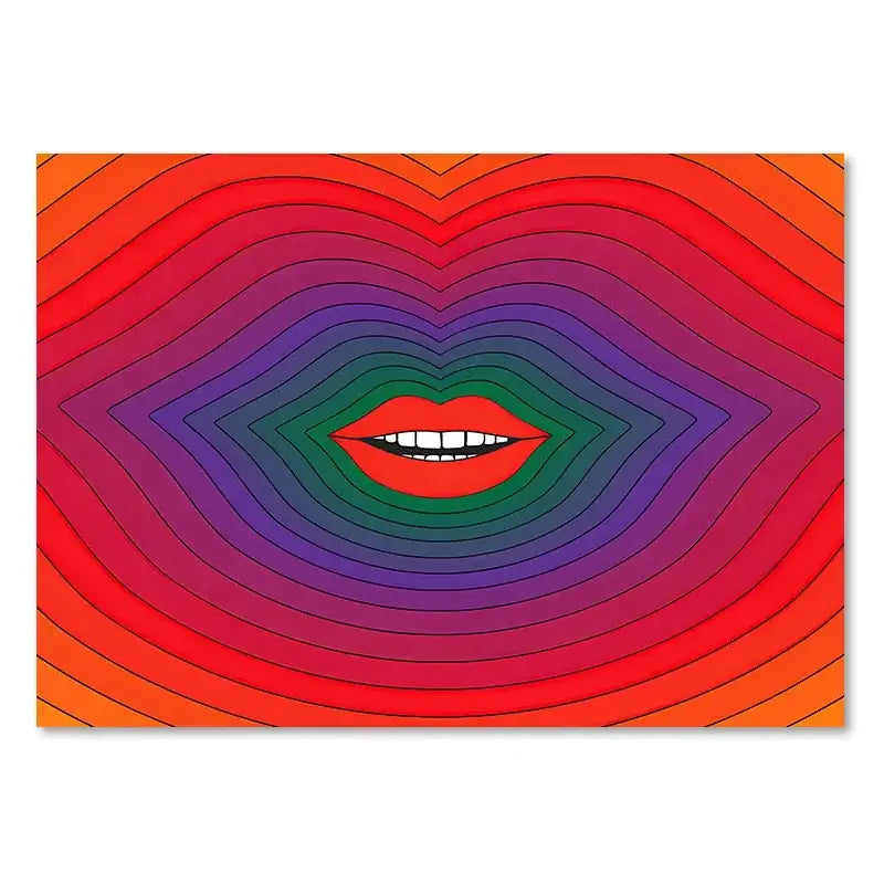 Retro boho orange & pink rainbow stripes art prints bedroom decor