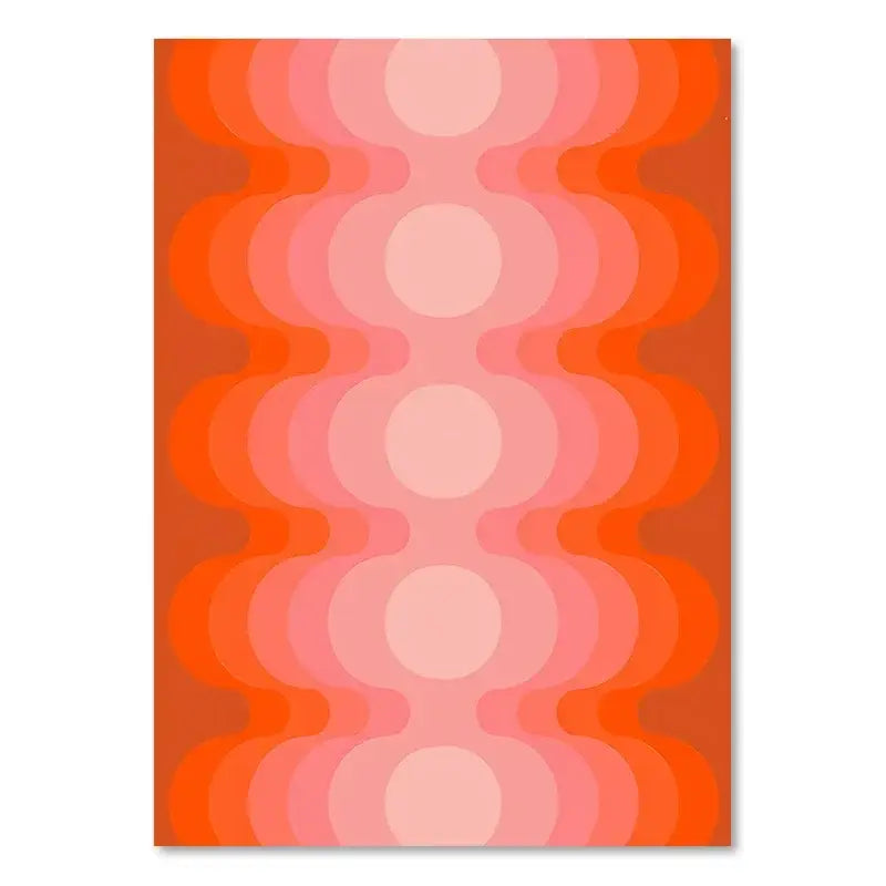 Retro boho orange & pink rainbow stripes art prints bedroom decor