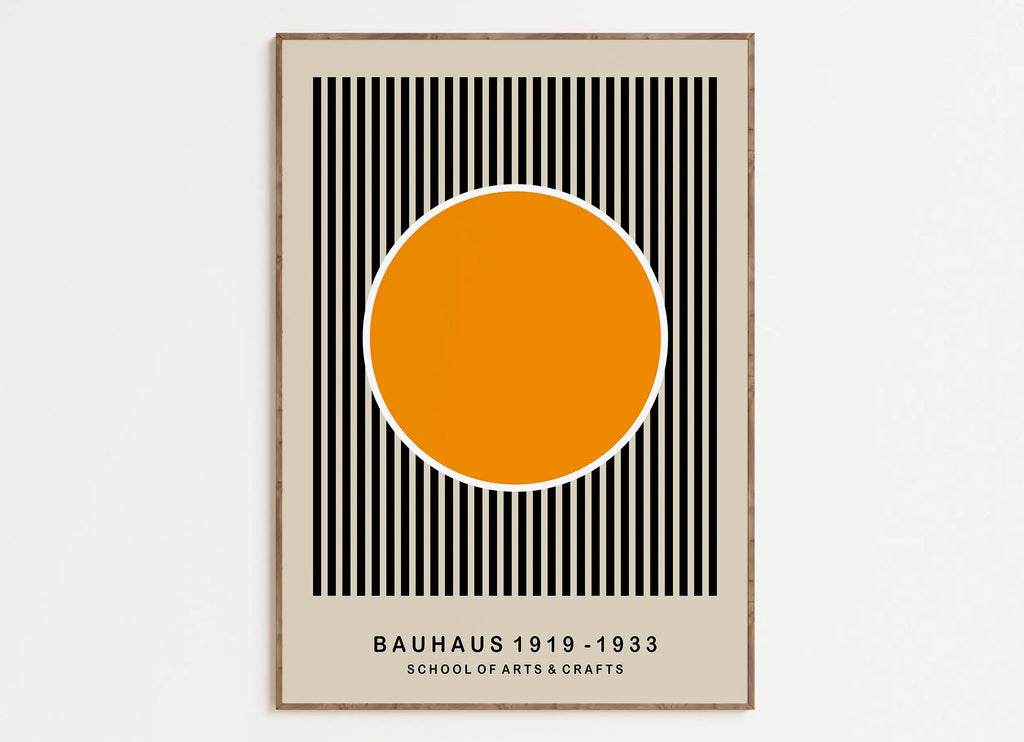Bright geometric bauhaus rainbow wall art living room canvas print