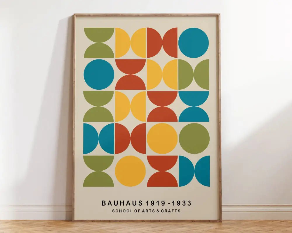 Mid century bauhaus black & beige floral wall art – living room