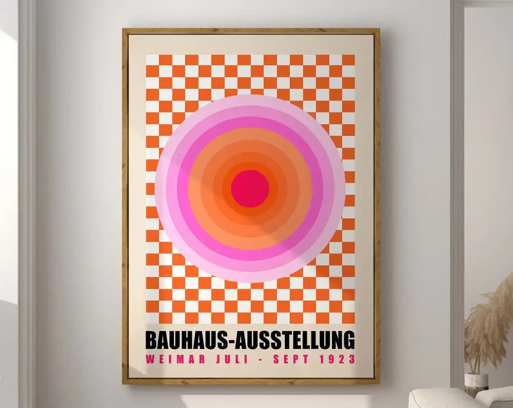 Mid century bauhaus black & beige floral wall art – living room