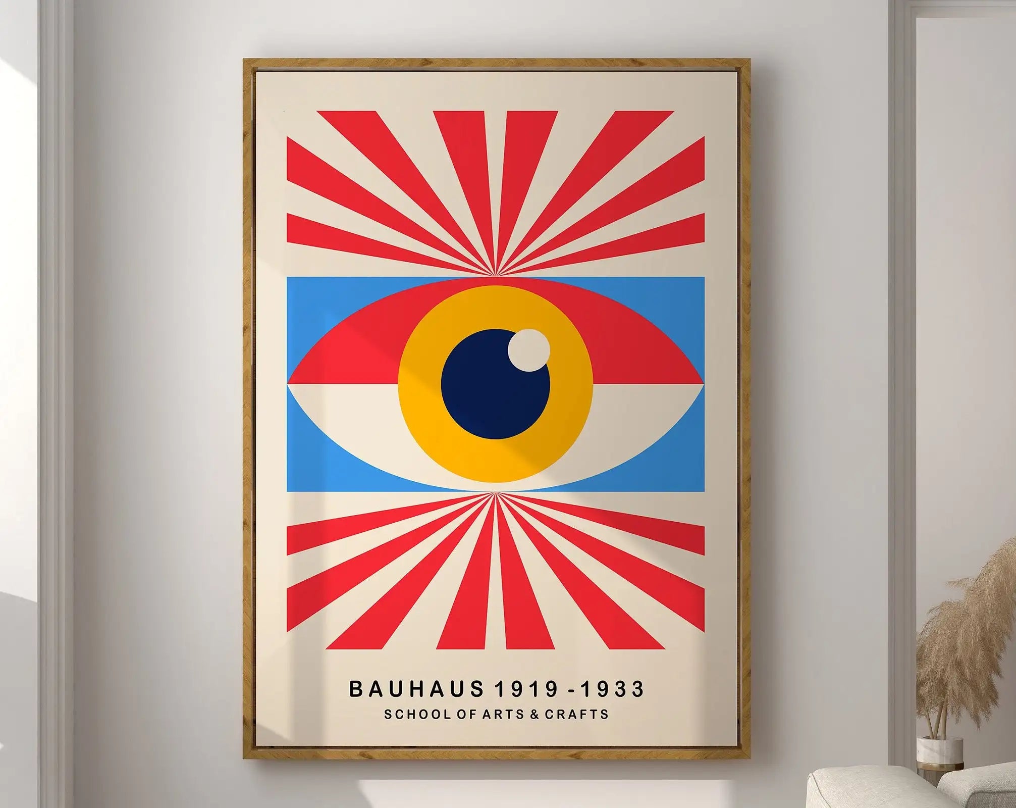 Bauhaus black & orange bright geometric canvas – living room wall art