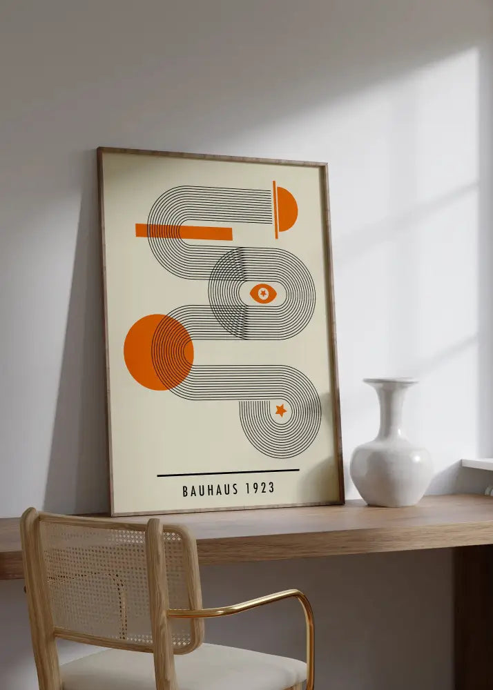 Bauhaus red & blue geometric eye canvas print living room wall art