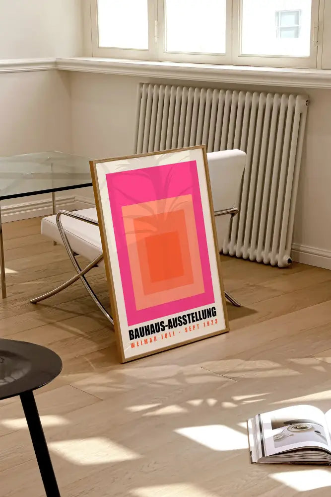 Bauhaus black & orange bright geometric canvas – living room wall art