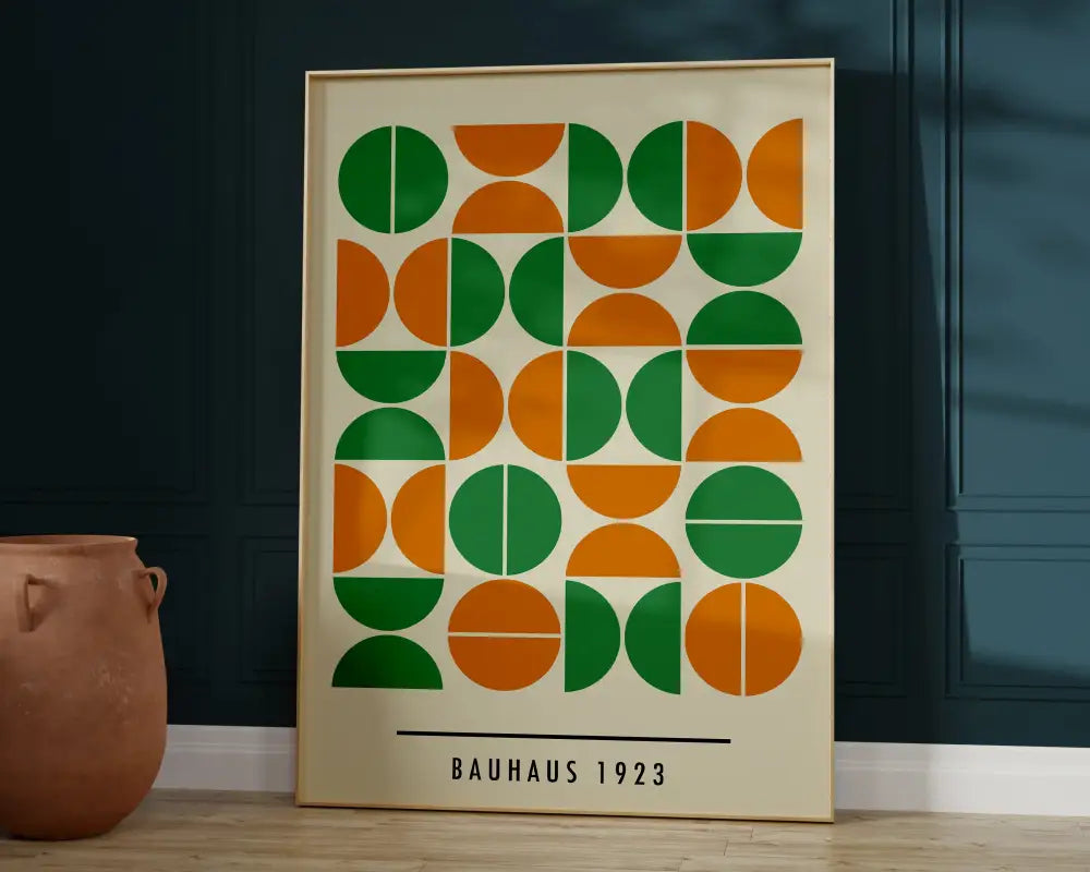 Bauhaus black & orange bright geometric canvas – living room wall art
