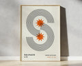 Bauhaus black & orange bright geometric canvas – living room wall art