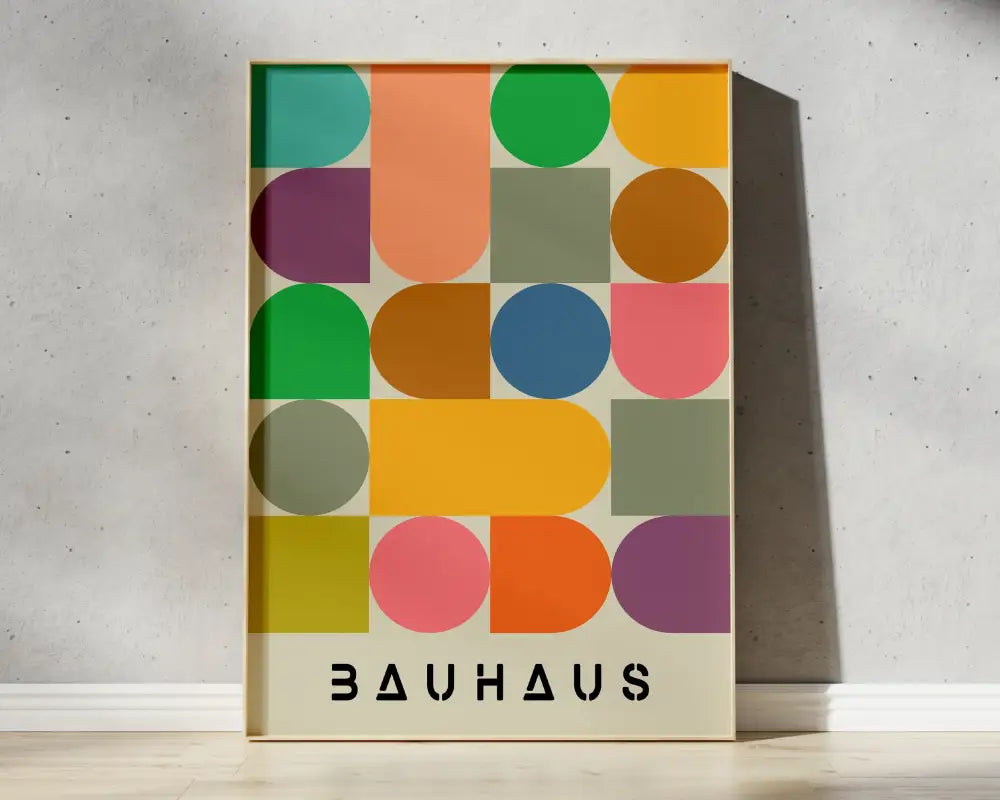 Bauhaus black & orange bright geometric canvas – living room wall art