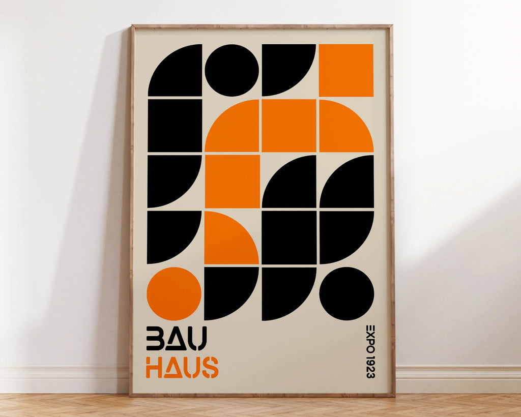 Bauhaus pastel geometric wall art canvas – living room framed poster
