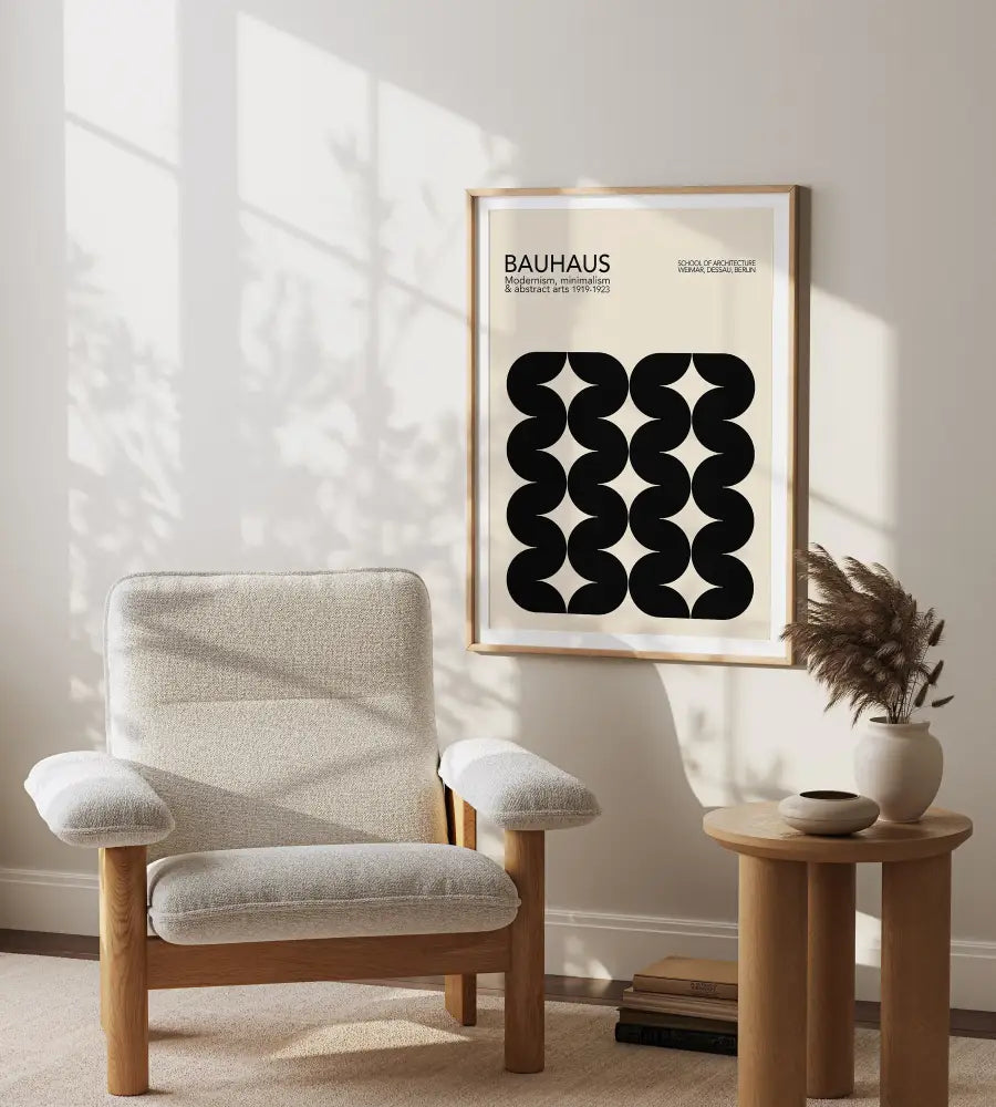 Bauhaus pastel geometric wall art canvas – living room framed poster