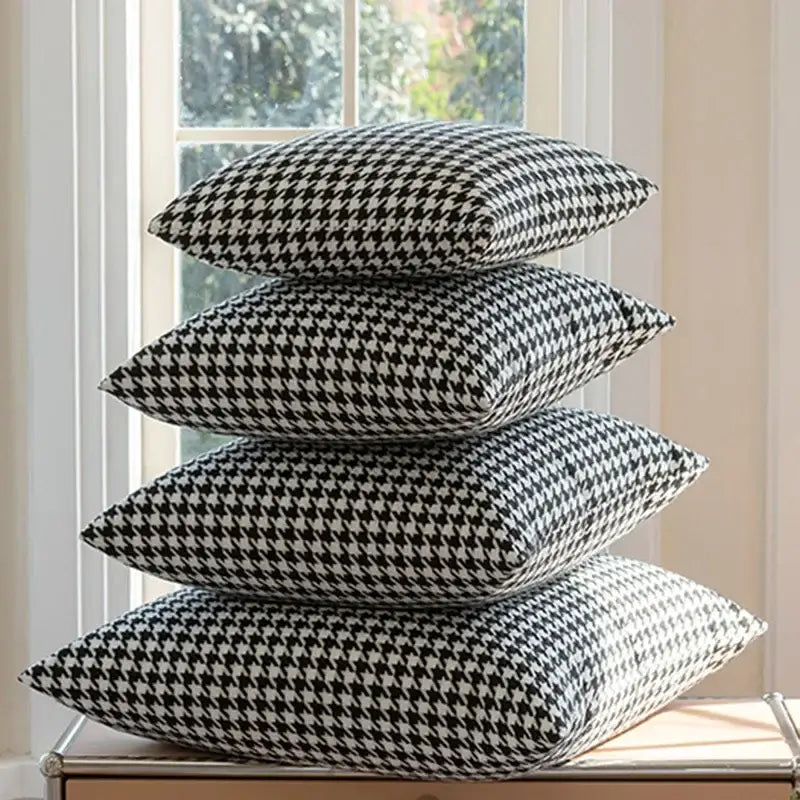 Chic black & white houndstooth pillow cover living room cushion cover