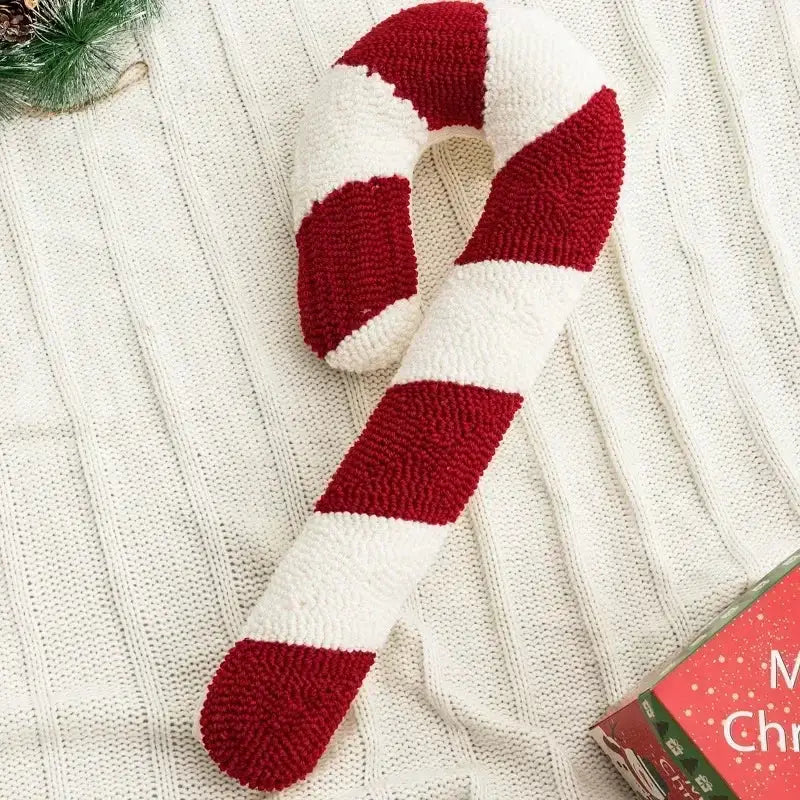 Hand knitted red & white christmas candy cushions living room decor