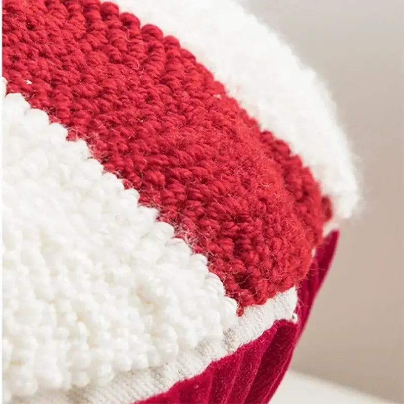 Hand knitted red & white christmas candy cushions living room decor