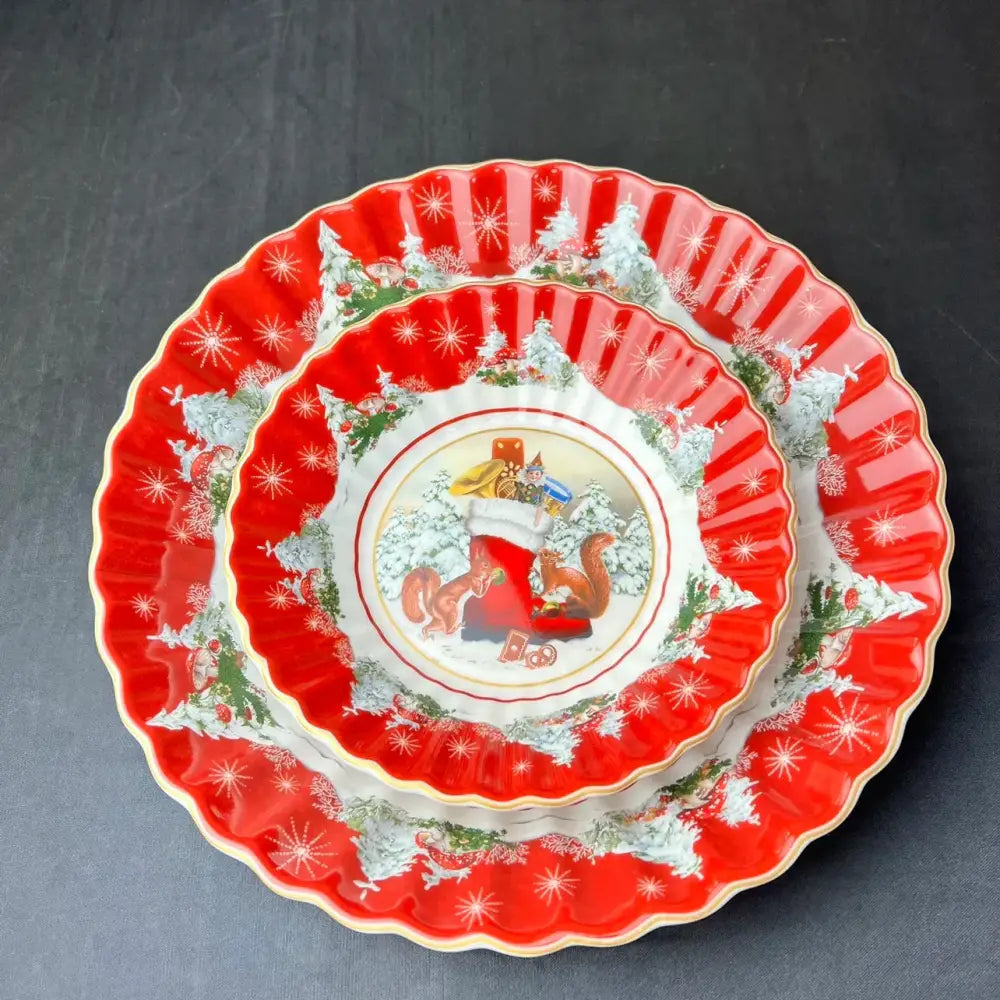 Festive red & white ceramic christmas dinnerware set – dining room