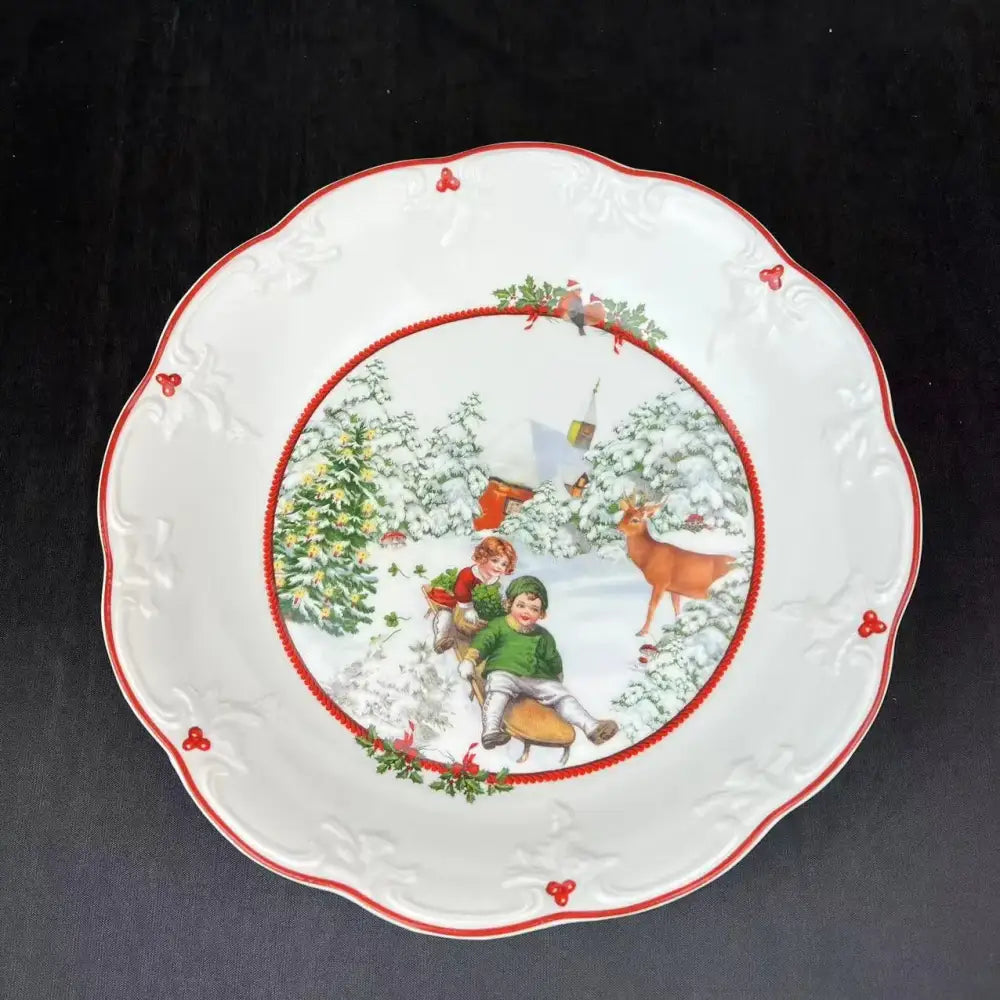Festive red & white ceramic christmas dinnerware set – dining room