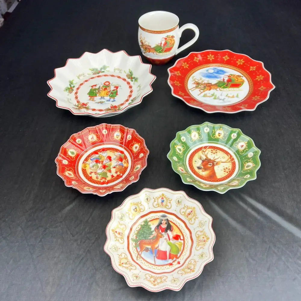Festive red & white ceramic christmas dinnerware set – dining room