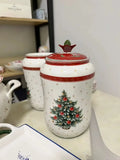 Festive red & white christmas porcelain tableware set dining room