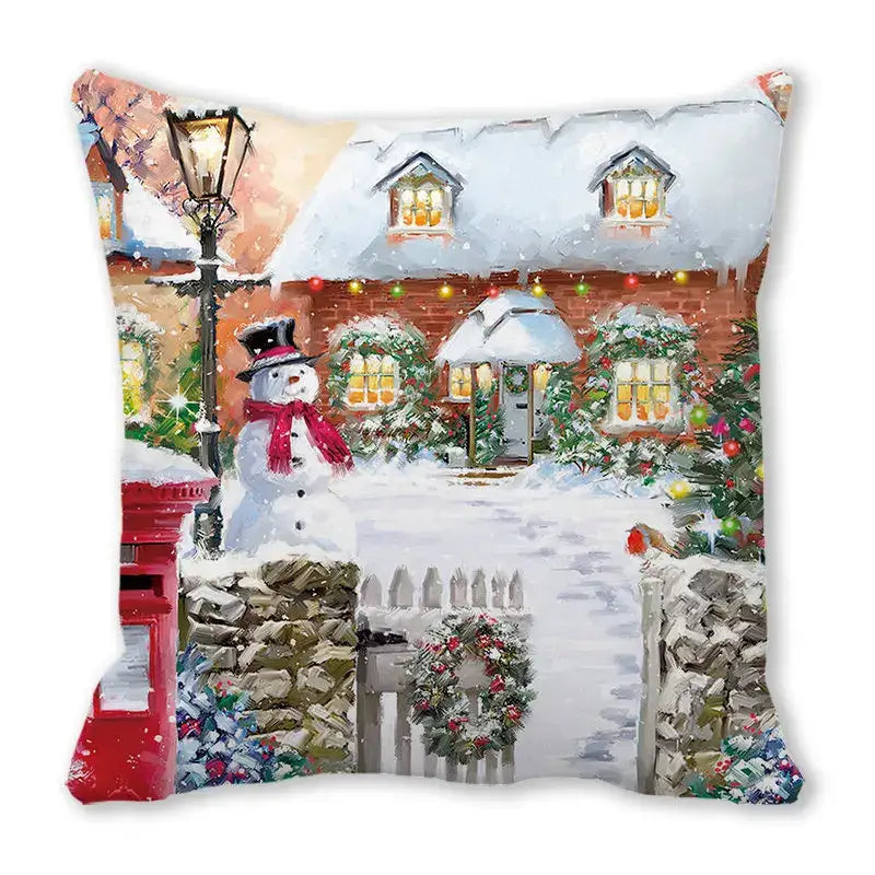 Festive christmas short plush pillowcase living room decor