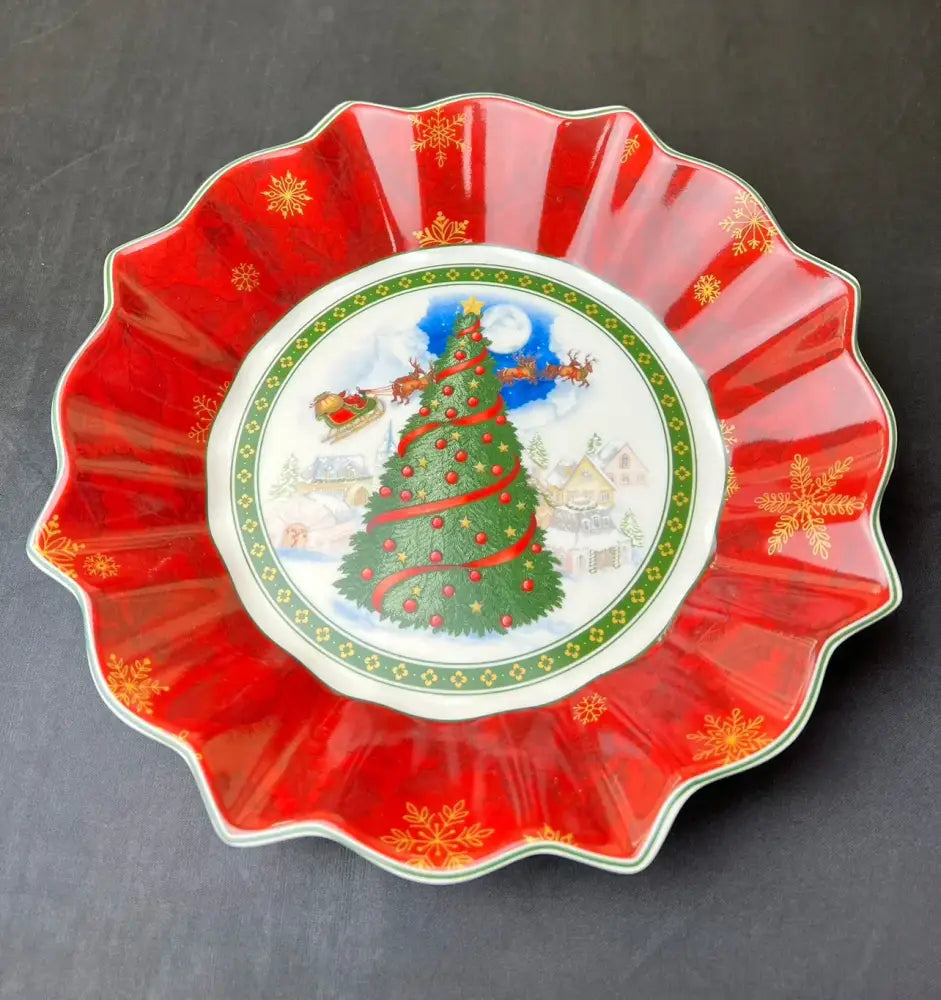 Festive red & green christmas tableware dining room ceramic set