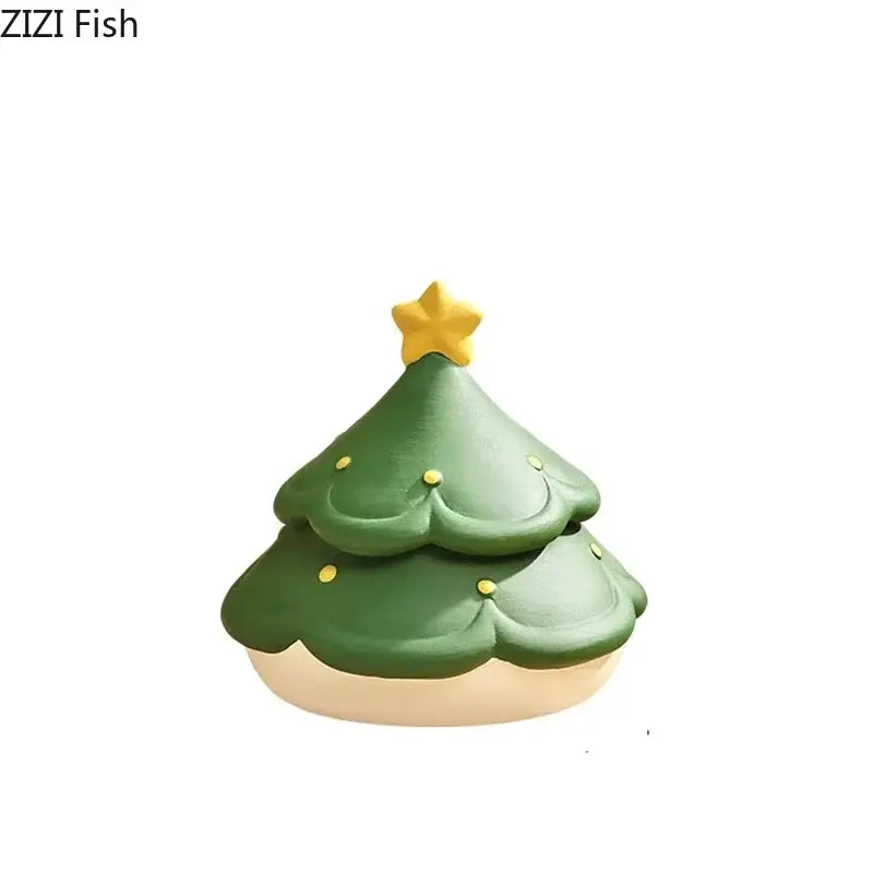 Christmas tree and mushroom ceramic ashtray set living room decor