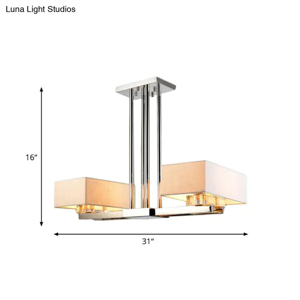 Modern chrome pendant light with fabric shade dining room chandelier