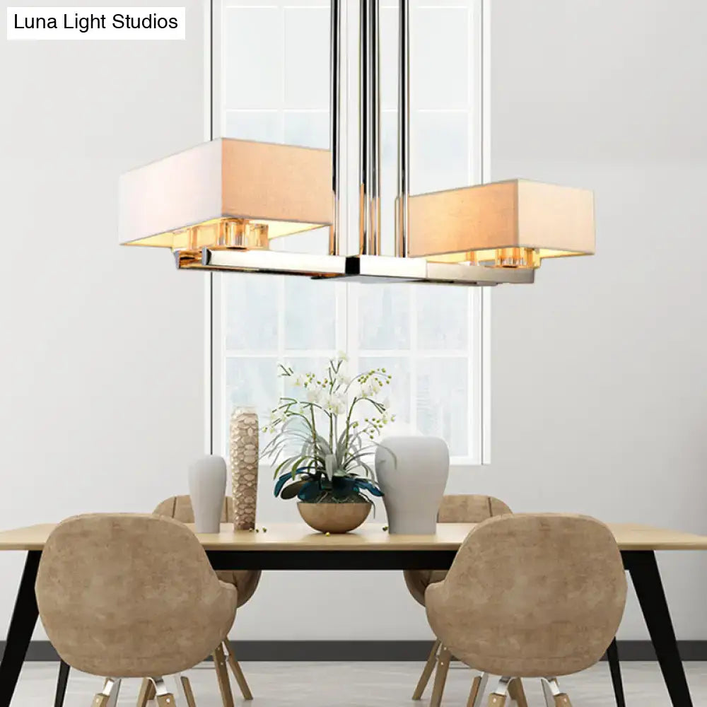 Modern chrome pendant light with fabric shade dining room chandelier