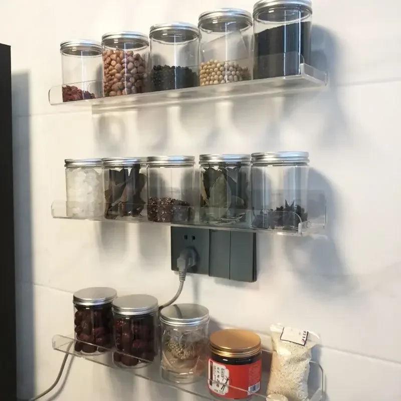 Modern clear wall mounted acrylic shelves – bathroom storage organizer