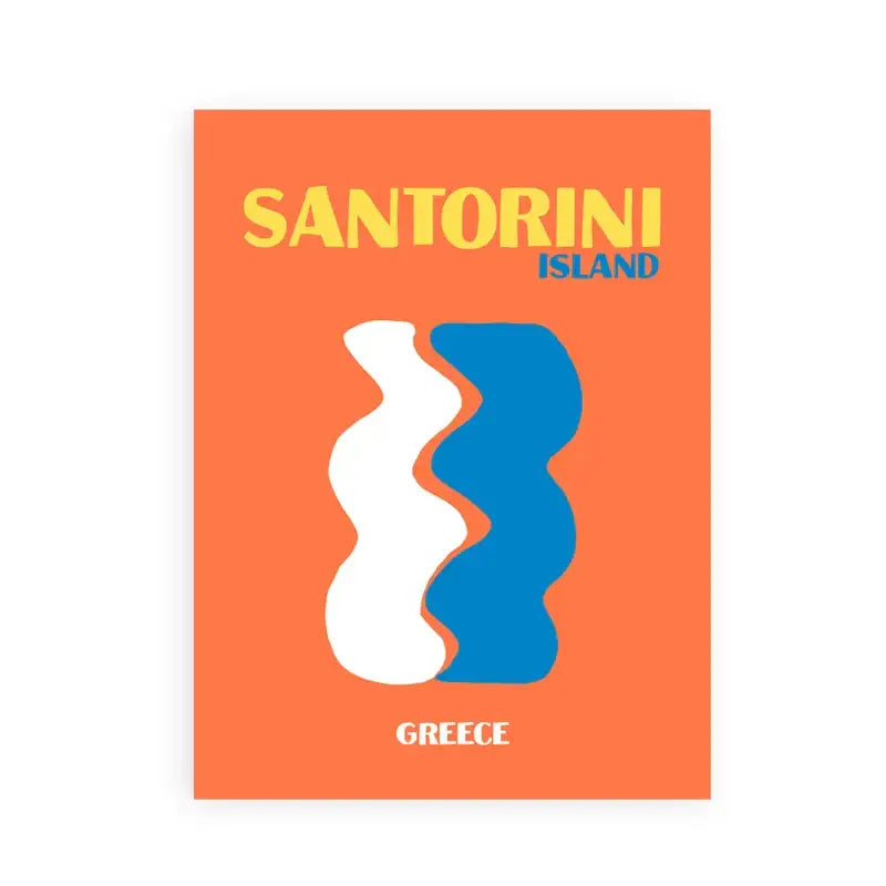 Santorini orange and blue travel posters art print bedroom decor