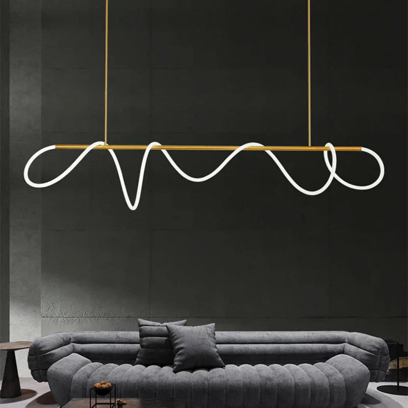 Modern gold curved contemporary led chandelier dining room light