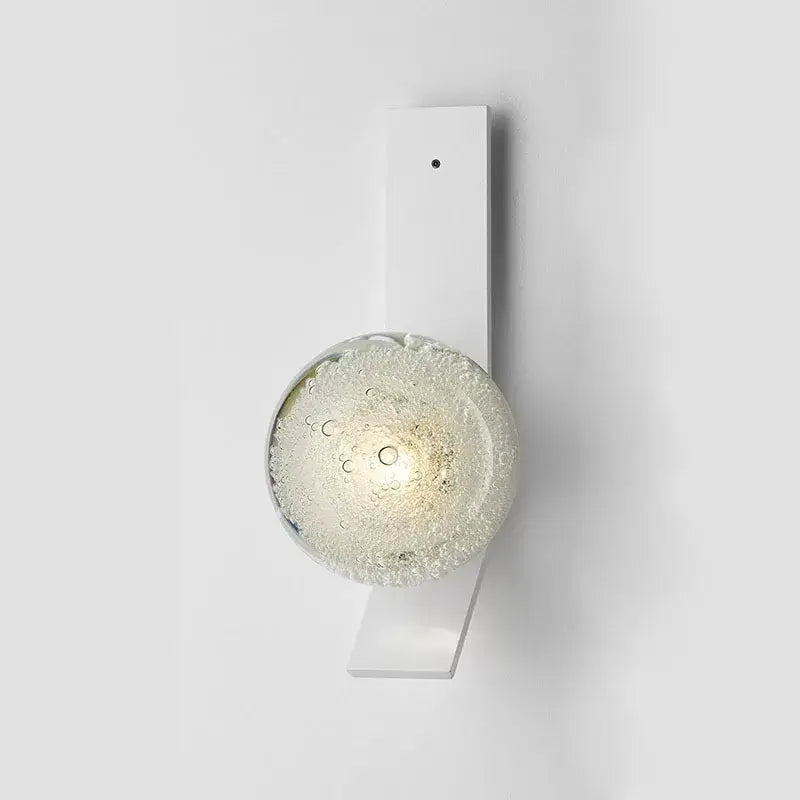 Contemporary brushed brass bubble glass wall light bedroom sconce