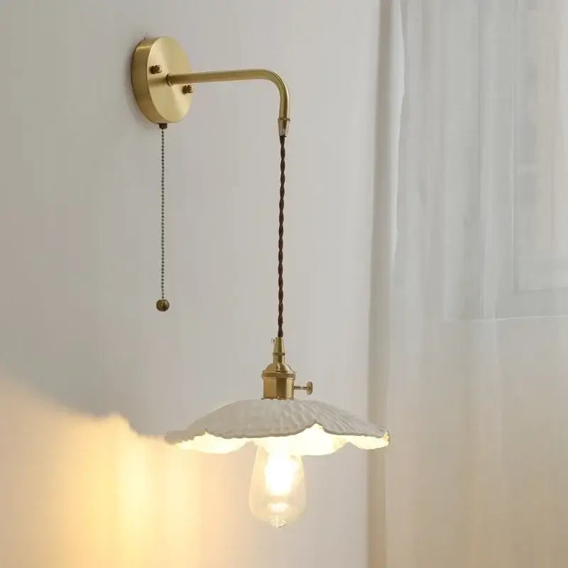 Vintage brass and ceramic led wall light bedroom sconce