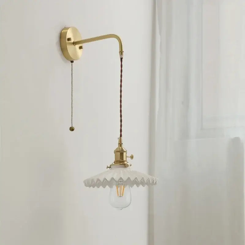 Vintage brass and ceramic led wall light bedroom sconce