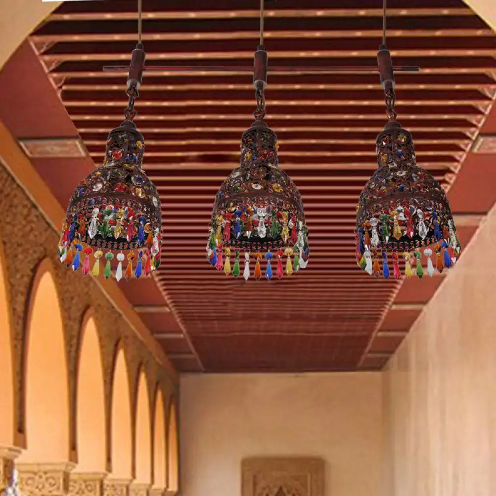 Art deco dark metal beaded cluster ceiling light corridor pendant