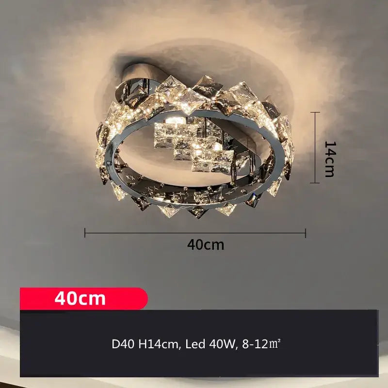 Modern chrome crystal ceiling lamp living room dimmable lighting