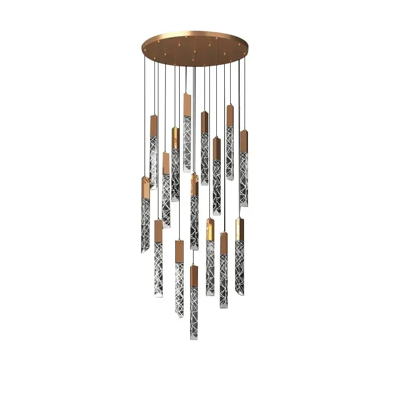 Modern copper crystal ceiling pendant light – dining room geometric glass