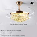 Brass crystal chandelier ceiling fan bedroom dimmable led lighting