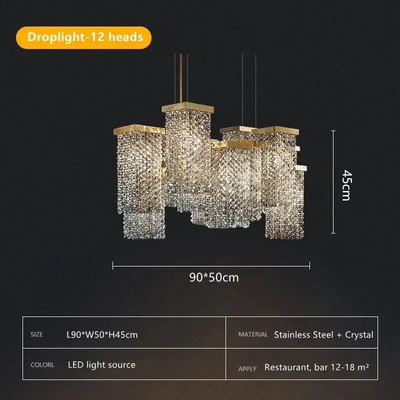 Modern gold decorbites crystal chandelier dining room island light