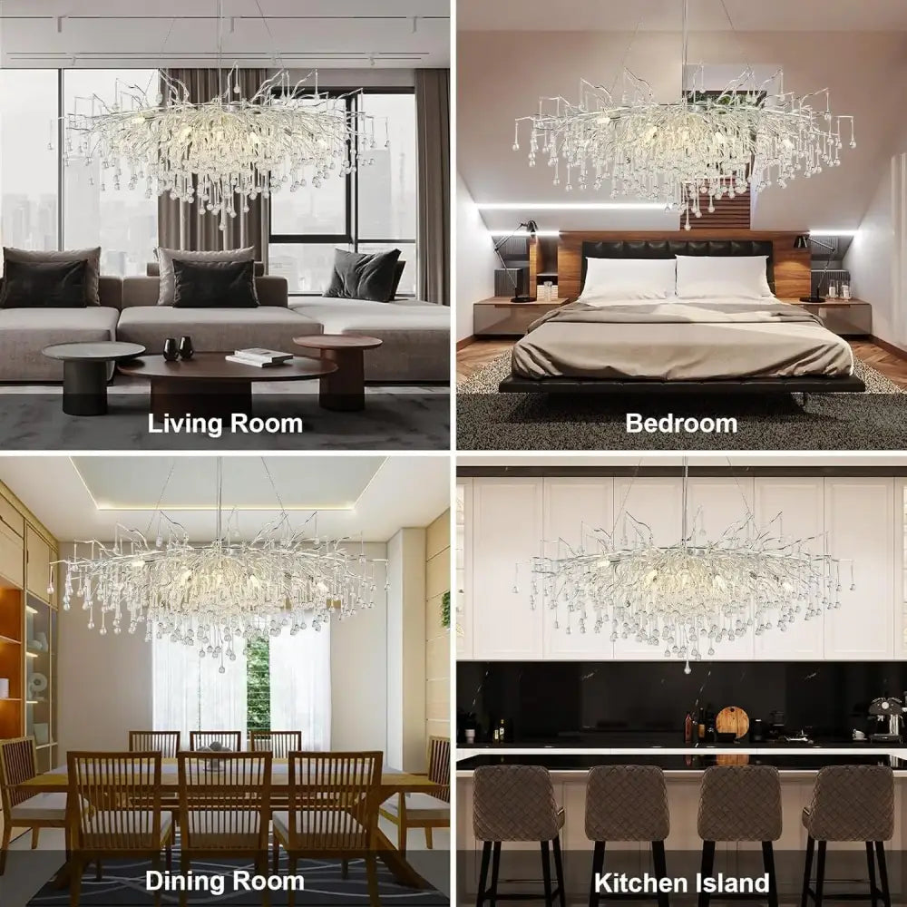 Modern aluminum raindrop crystal chandelier dining room light fixture