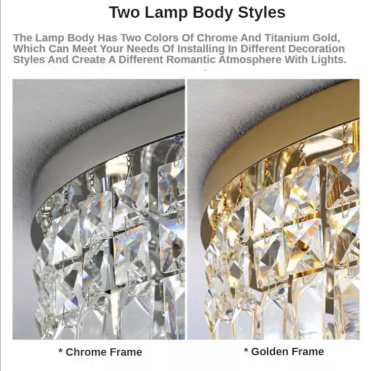 Modern gold multi tier crystal led ceiling light dining room