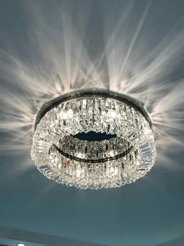 Modern gold multi tier crystal led ceiling light dining room