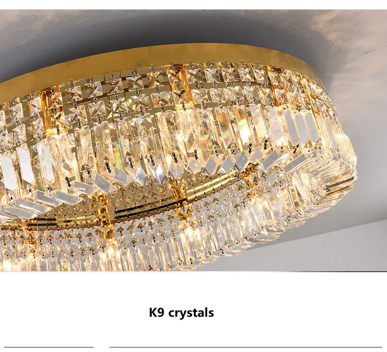 Modern gold multi tier crystal led ceiling light dining room