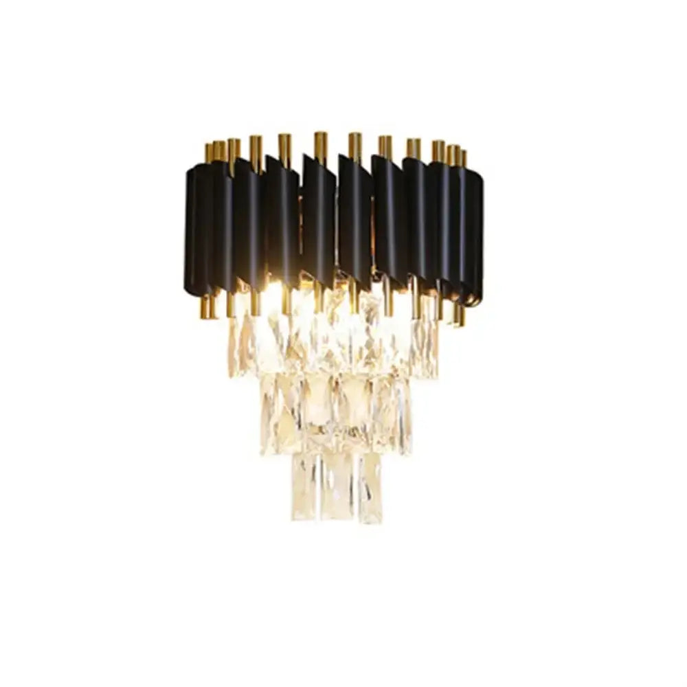 Modern black crystal led wall sconces for bedroom lighting