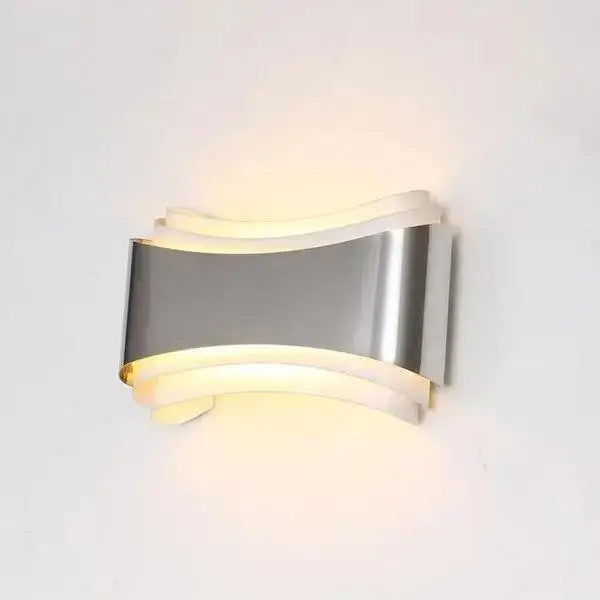 Curved modern wall sconce brushed stainless steel living room light