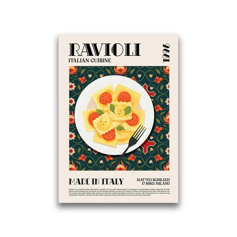 Italian ravioli kitchen wall art delicious world cuisine canvas